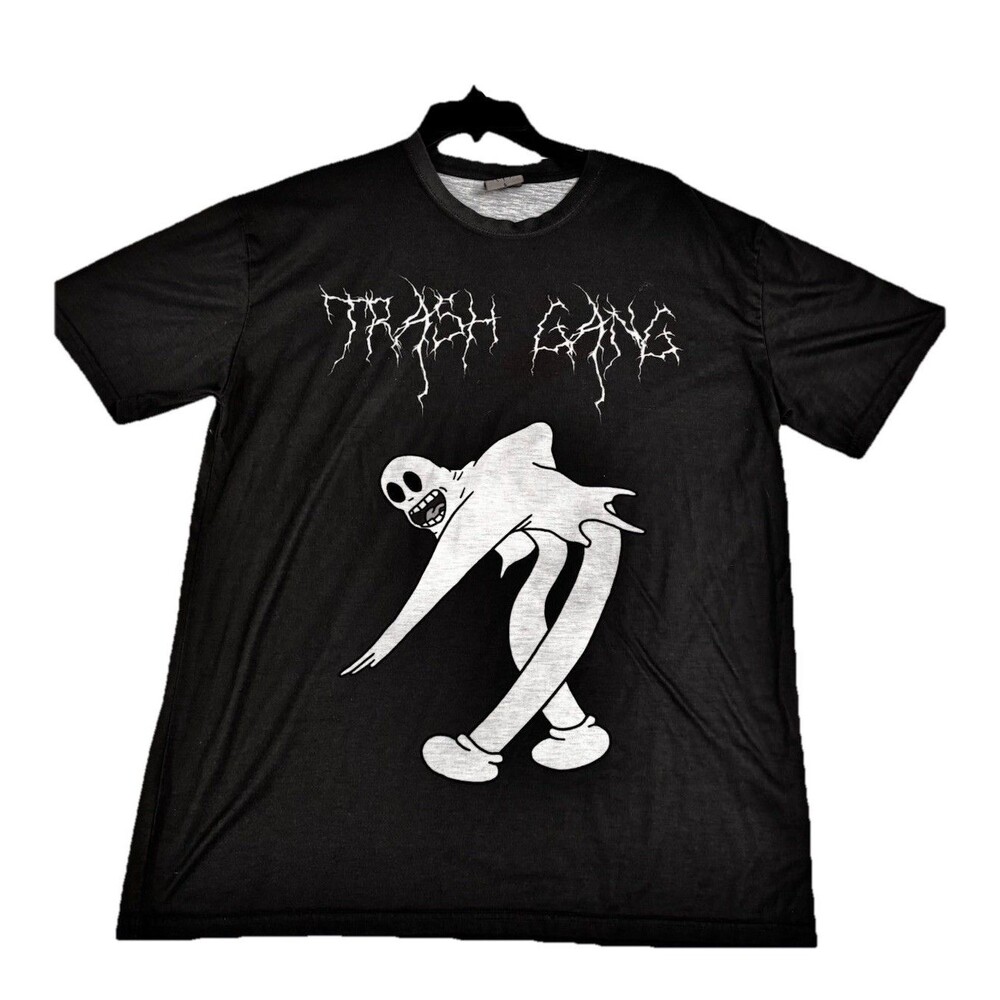 Trash Gang Ghost Graphic T Shirt Dark Gray Goth Streetwear Size Large